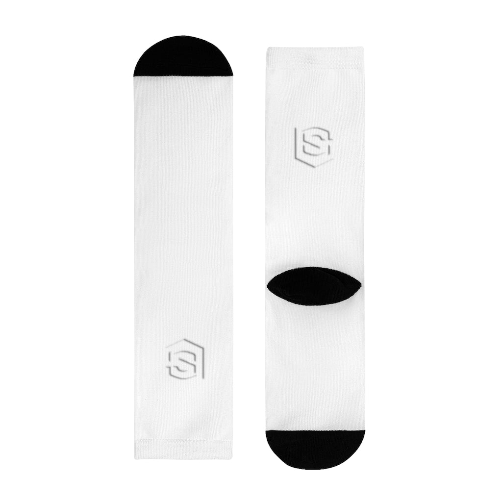 White Sublimation Crew Socks (EU) white Logo