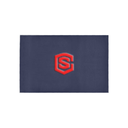 Blue Area Rug Red Logo Area Rug 5' x 3.2'