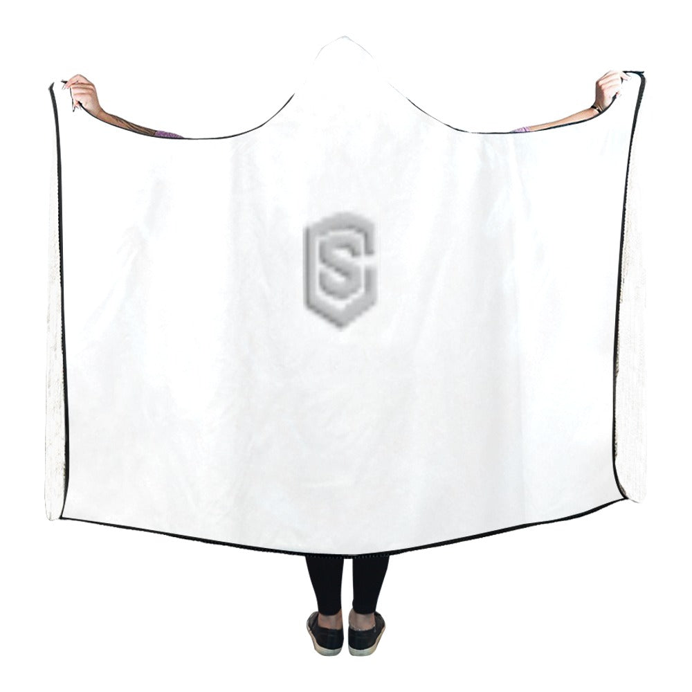 White Hooded Blanket 80"x56" with Silver Logo Hooded Blanket 80"x56"