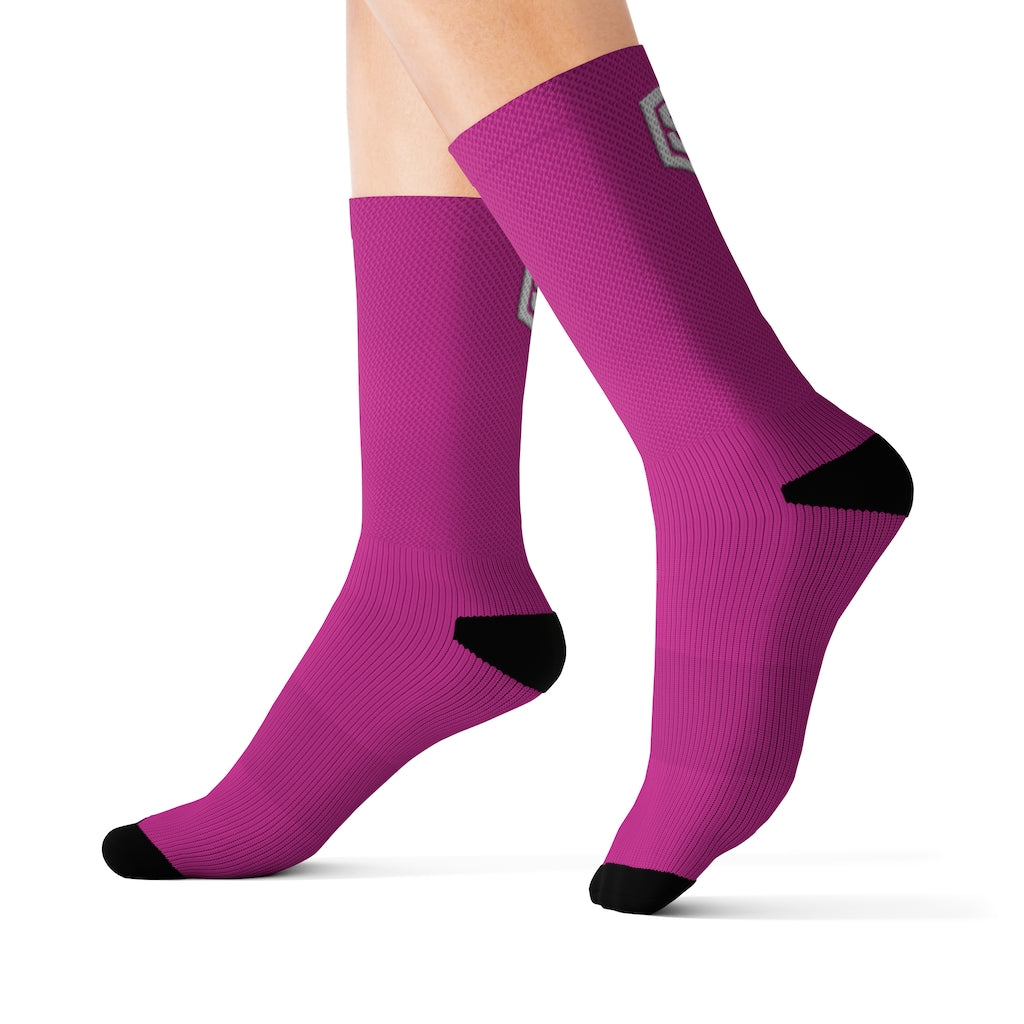 Pink Sublimation Socks White Logo