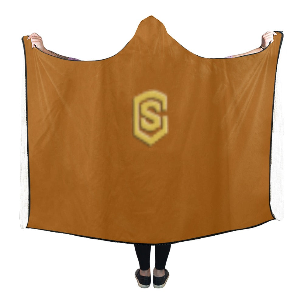 Brown Hooded Blanket 80"x56" with White Logo Hooded Blanket 80"x56"