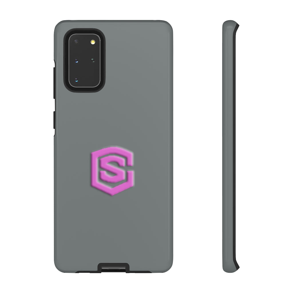 Grey Tough Cases Pink Logo