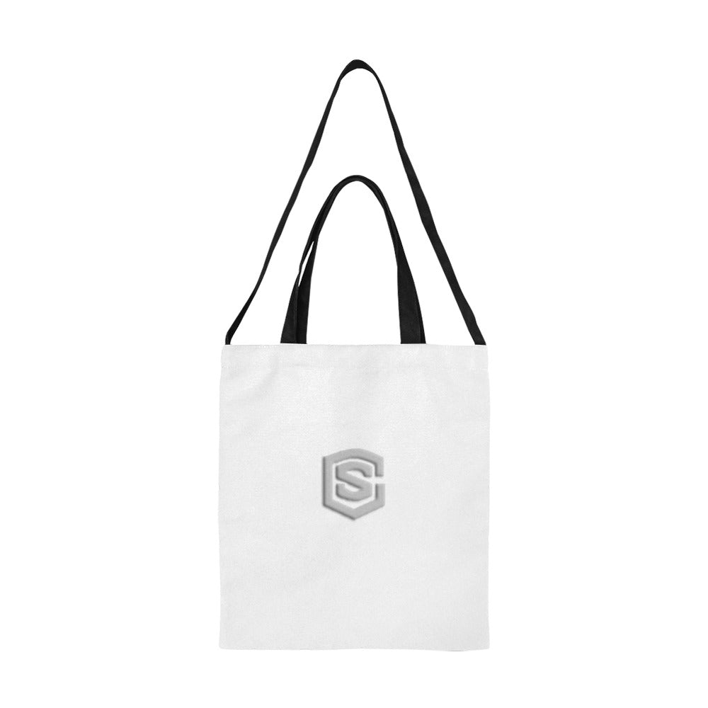 White All Over Print Canvas Tote Bag With Silver Logo All Over Print Canvas Tote Bag(Model1698)(Medium)