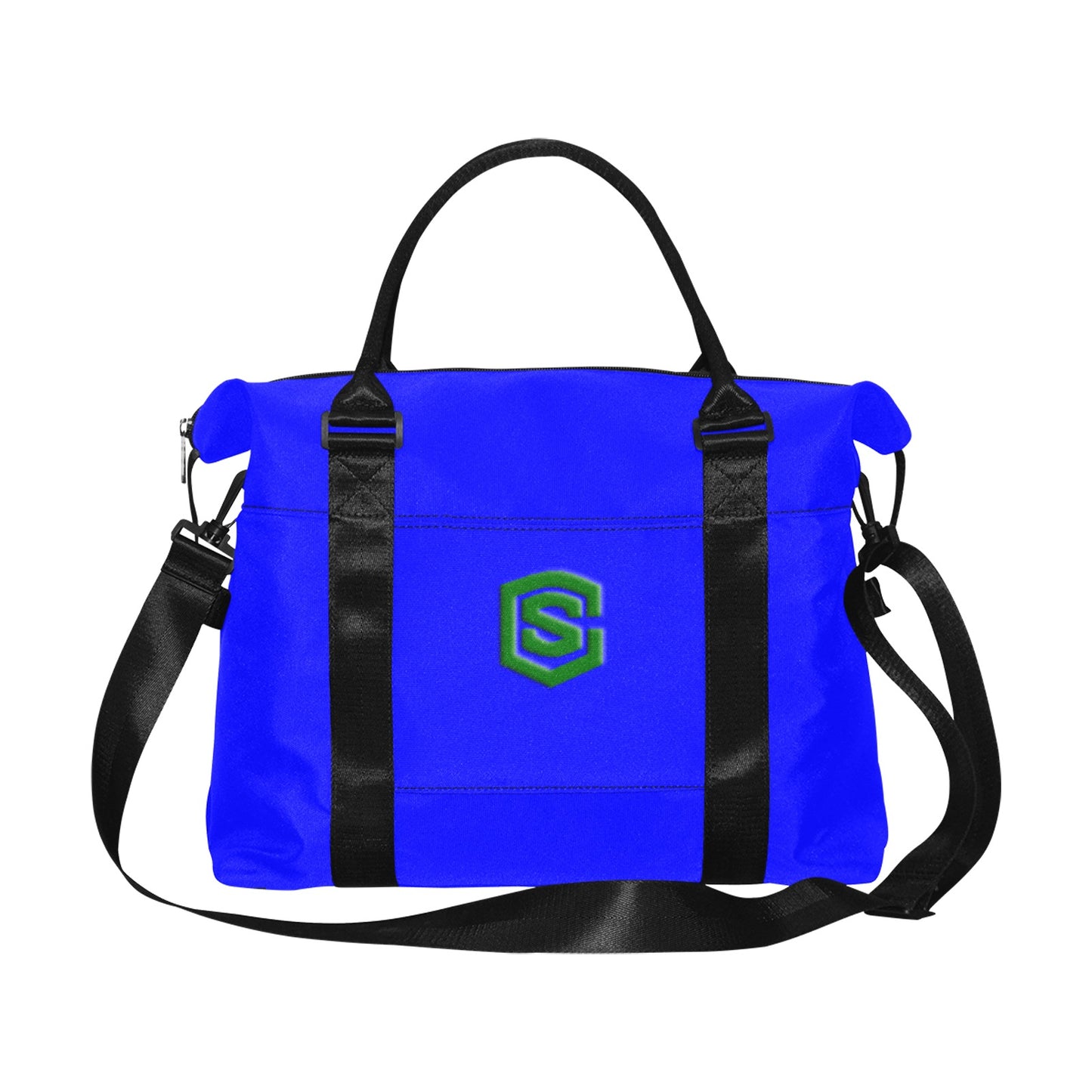 Blue Large Capacity Duffle Bag With Green Logo Large Capacity Duffle Bag(Model1715)