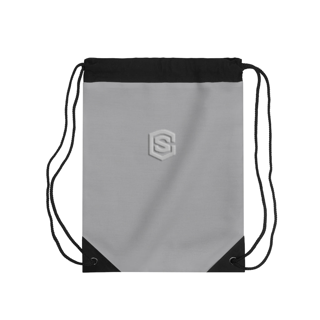 Grey Drawstring Bag Silver logo