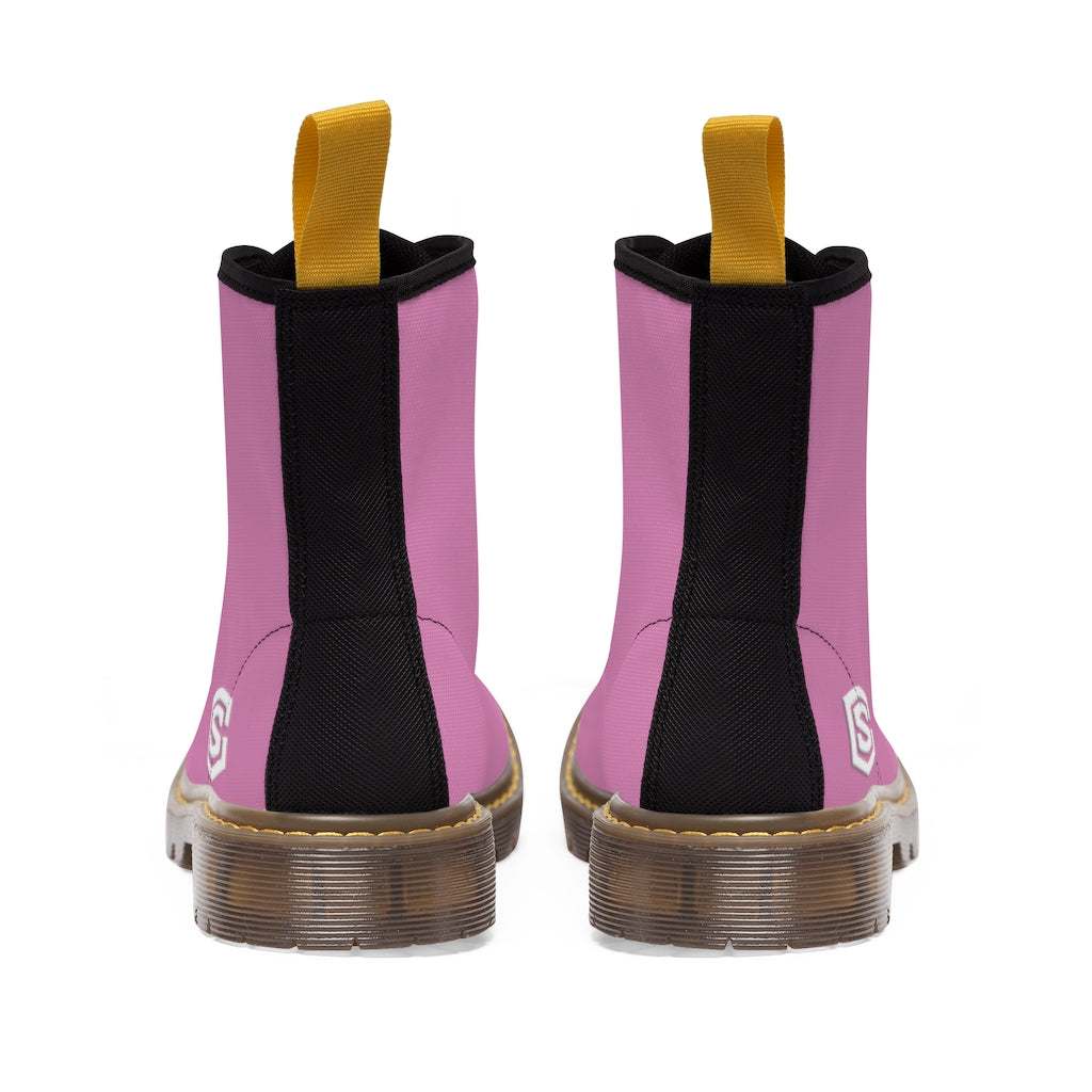 Pink Men's Canvas Boots White Logo