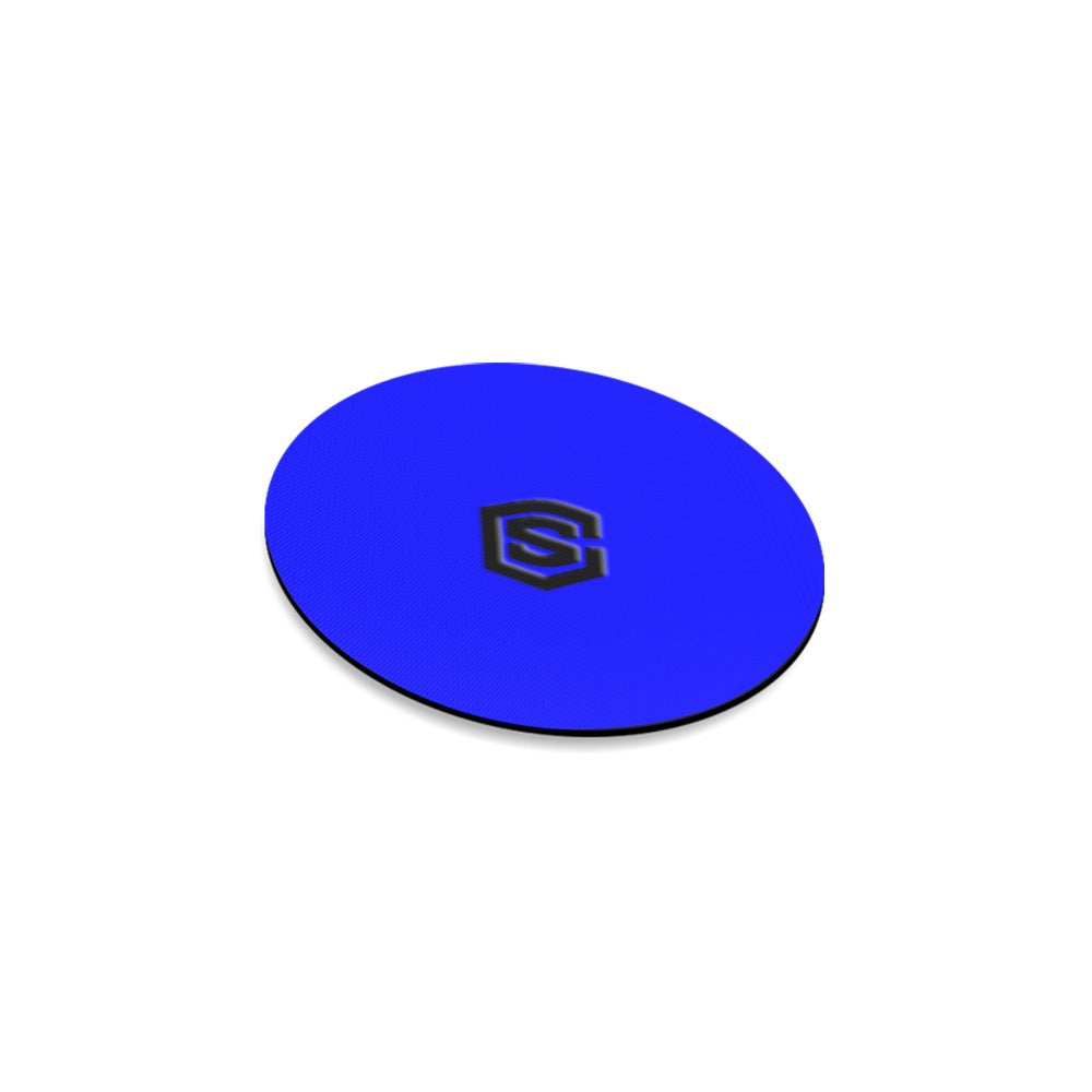 Blue Round Coaster with Black Logo Round Coaster