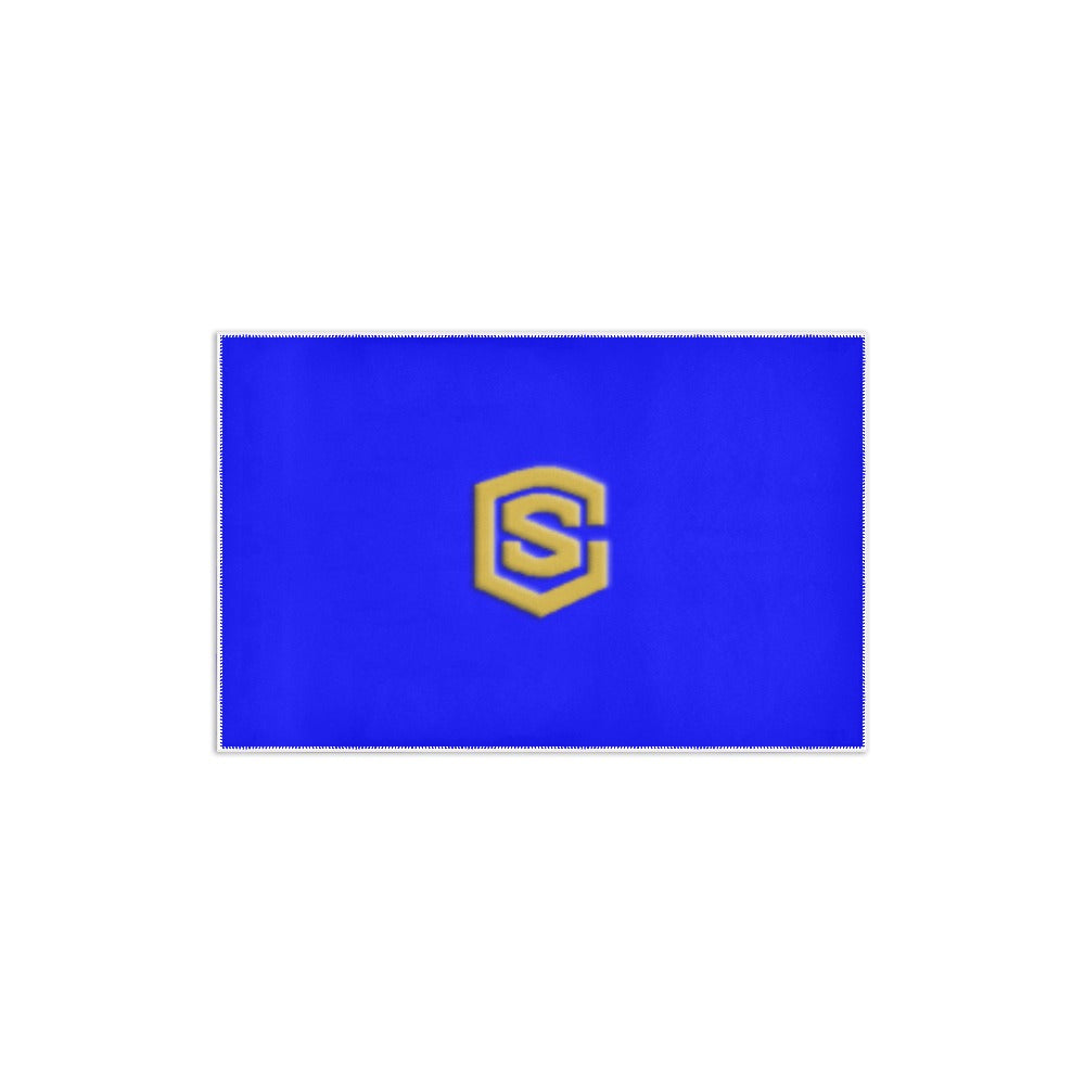 Blue Area Rug 2.6' x 1.7' with Gold Logo Area Rug 2.6' x 1.7'