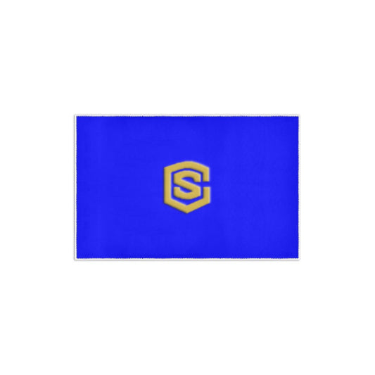 Blue Area Rug 2.6' x 1.7' with Gold Logo Area Rug 2.6' x 1.7'