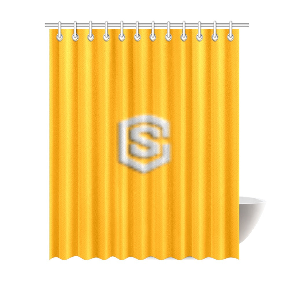 Orange Shower Curtain 69"x84" with Silver Logo Shower Curtain 69"x84"