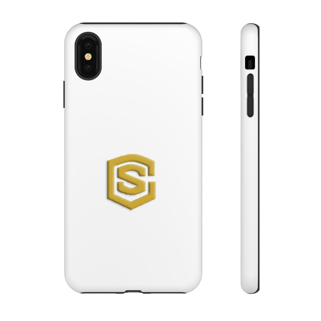 White Tough Cases Gold Logo