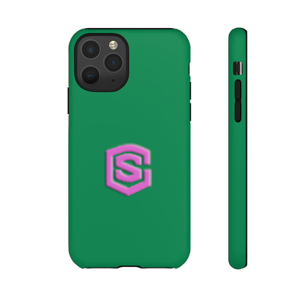 Green Tough Cases Pink Logo