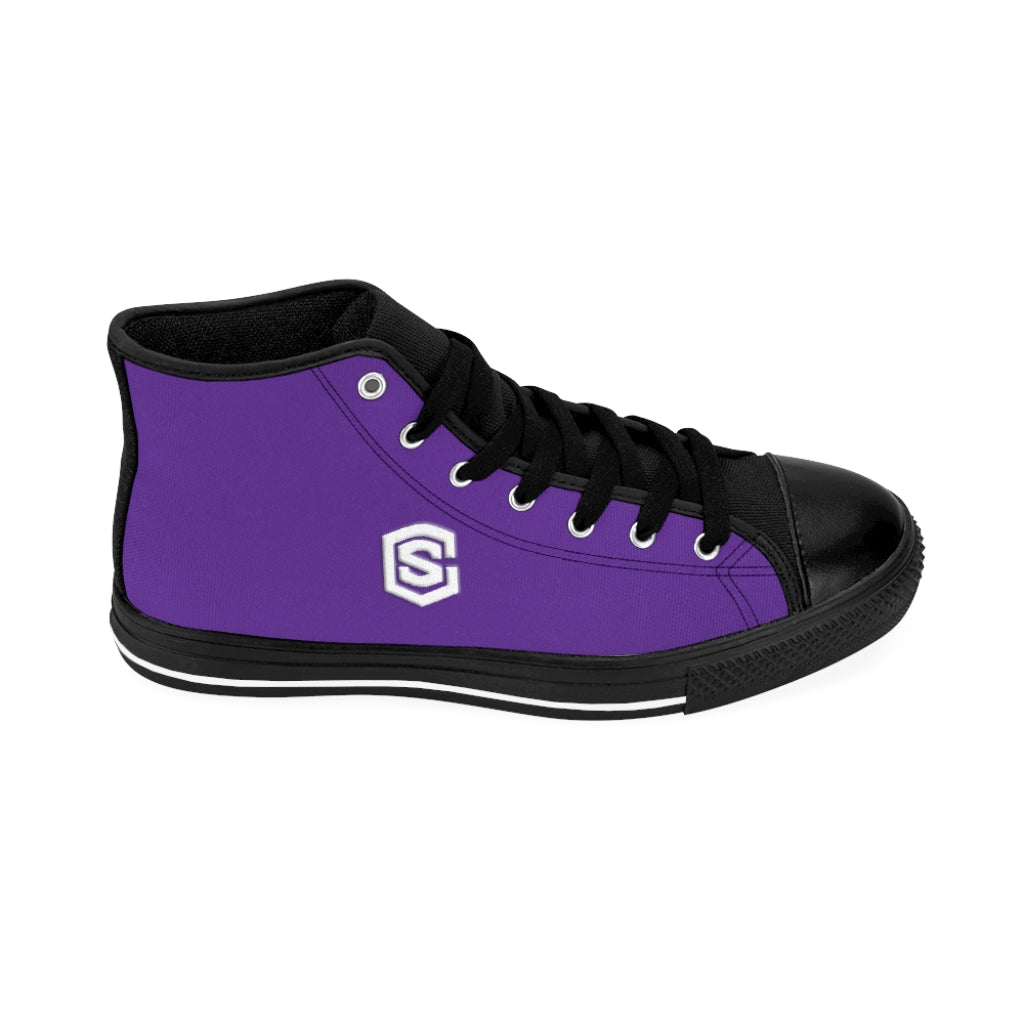 violet Men's High-top Sneakers - white logo