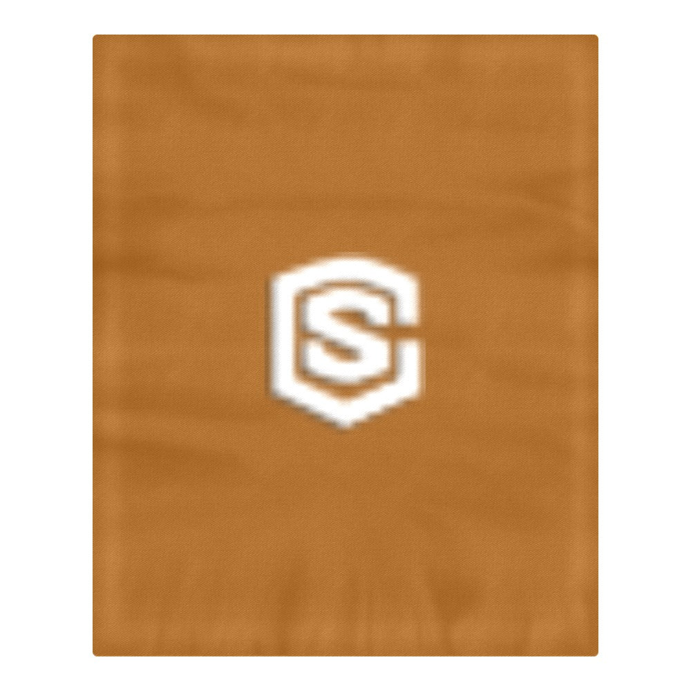 Brown 3-Piece Bedding Set (1 Duvet Cover 86"x70"; 2 Pillowcases 20"x30")(One Side) wtih White Logo 3-Piece Bedding Set (1 Duvet Cover 86"x70"; 2 Pillowcases 20"x30")(One Side)