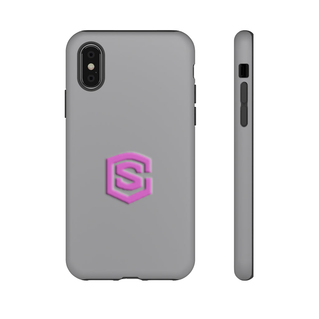Grey Tough Cases Pink Logo