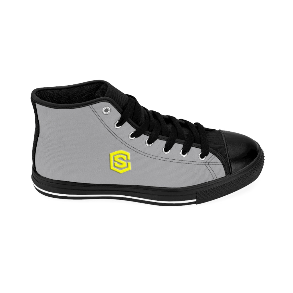grey Men's High-top Sneakers - yellow logo