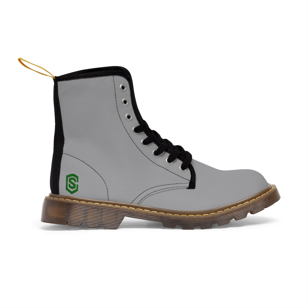 Grey Men's Canvas Boots Green Logo