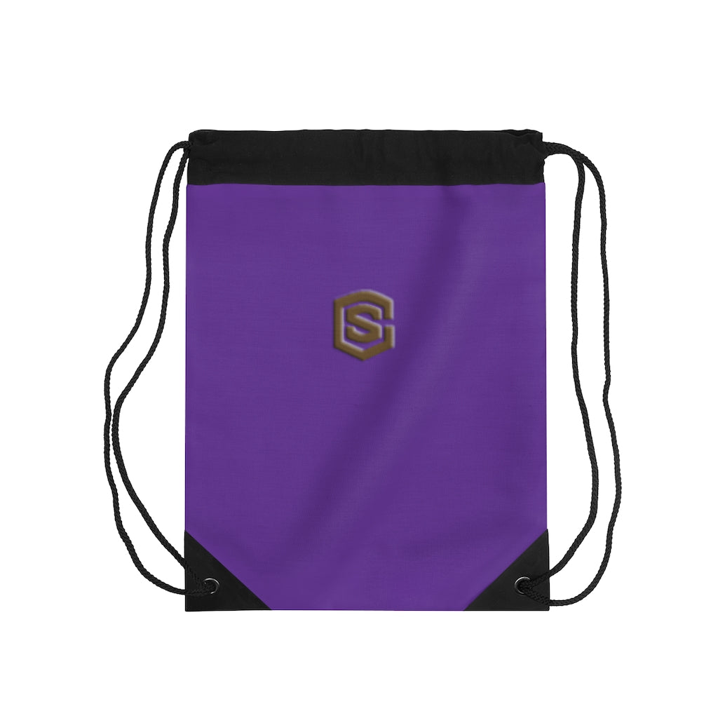 Purple  Drawstring Bag Brown logo