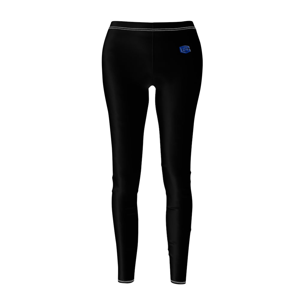 Black Women's Cut & Sew Casual Leggings Blue logo