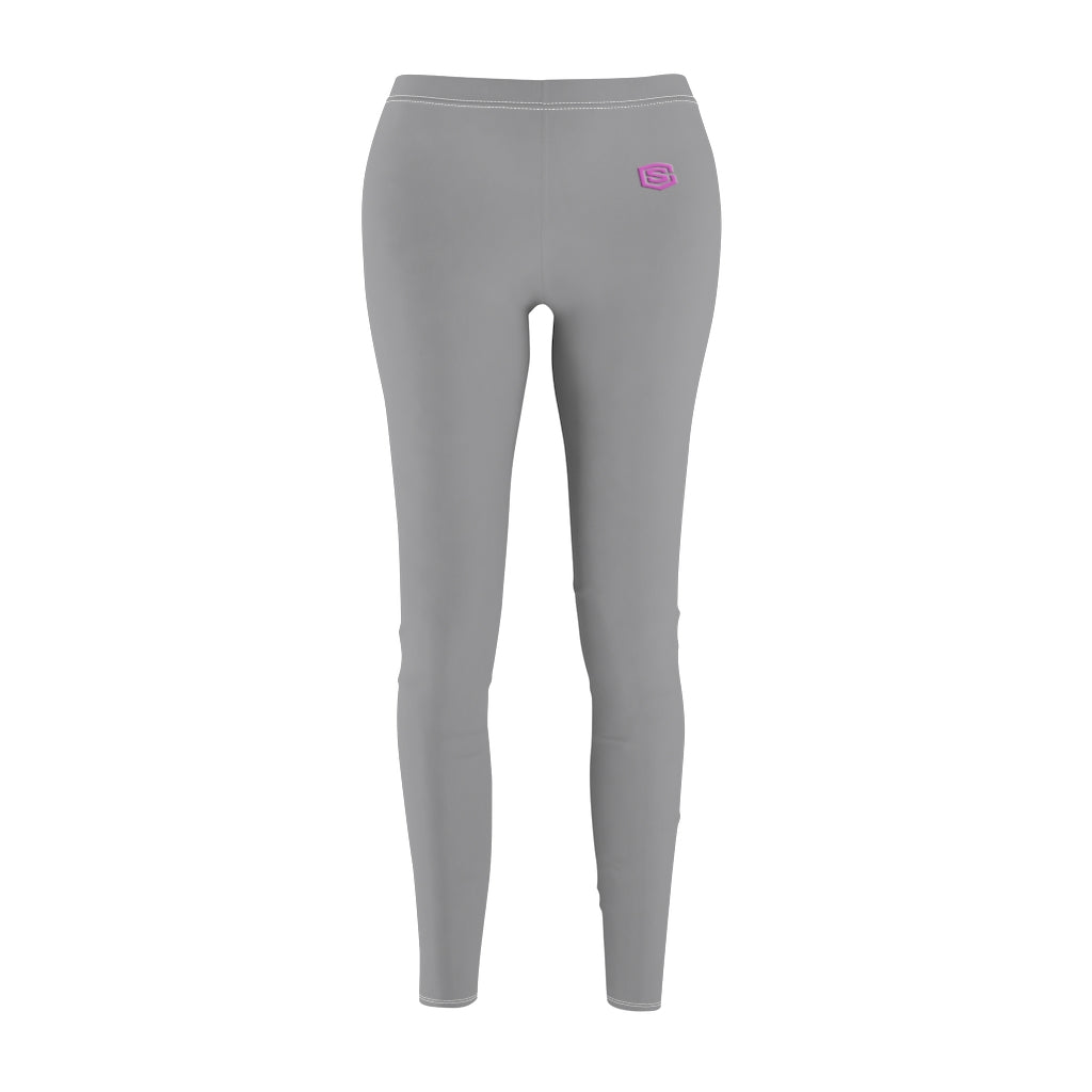Grey Women's Cut & Sew Casual Leggings Pink logo