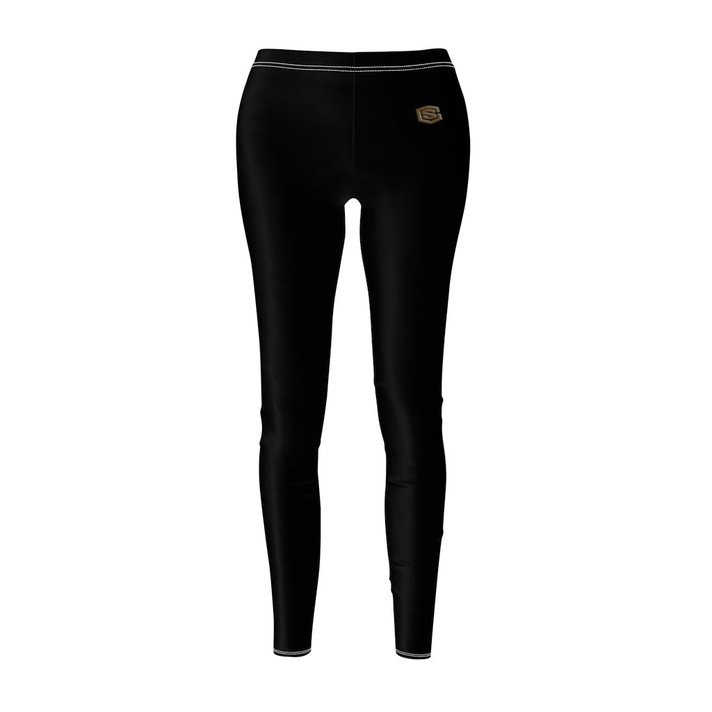 Black Women's Cut & Sew Casual Leggings Brown logo
