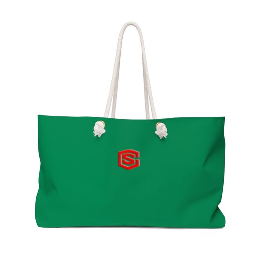 Green Weekender Bag Red Logo