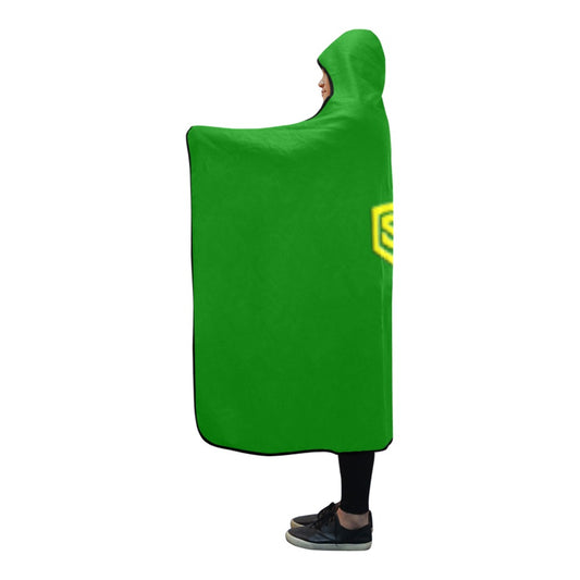 GREEN Hooded Blanket WHITH YELLOW  LOGO Hooded Blanket 80"x56"