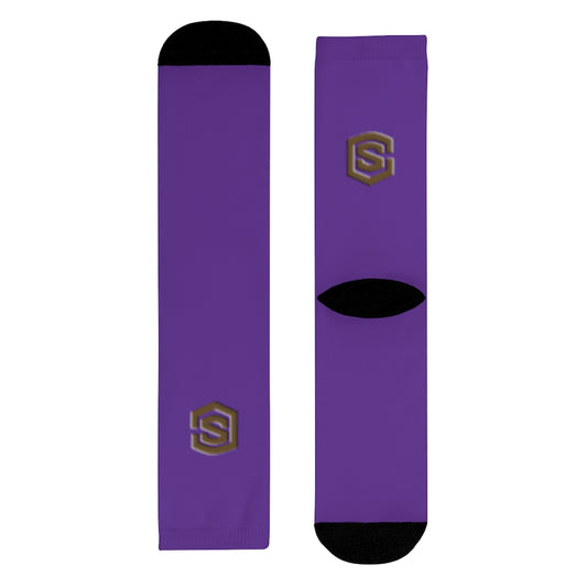 Purple Sublimation Crew Socks (EU) Brown Logo