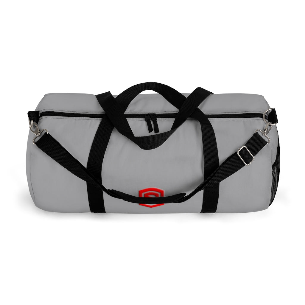 Grey Duffel Bag Red Logo