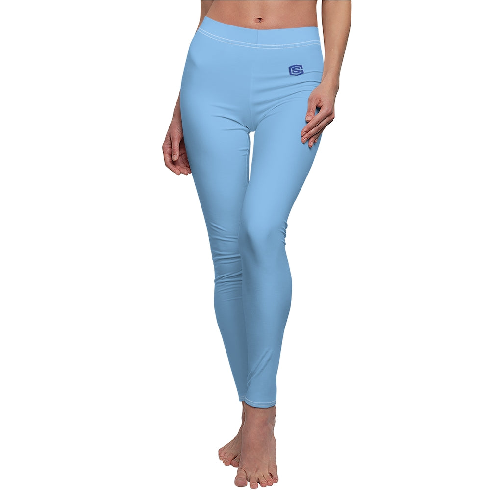 Blue Women's Cut & Sew Casual Leggings Blue logo