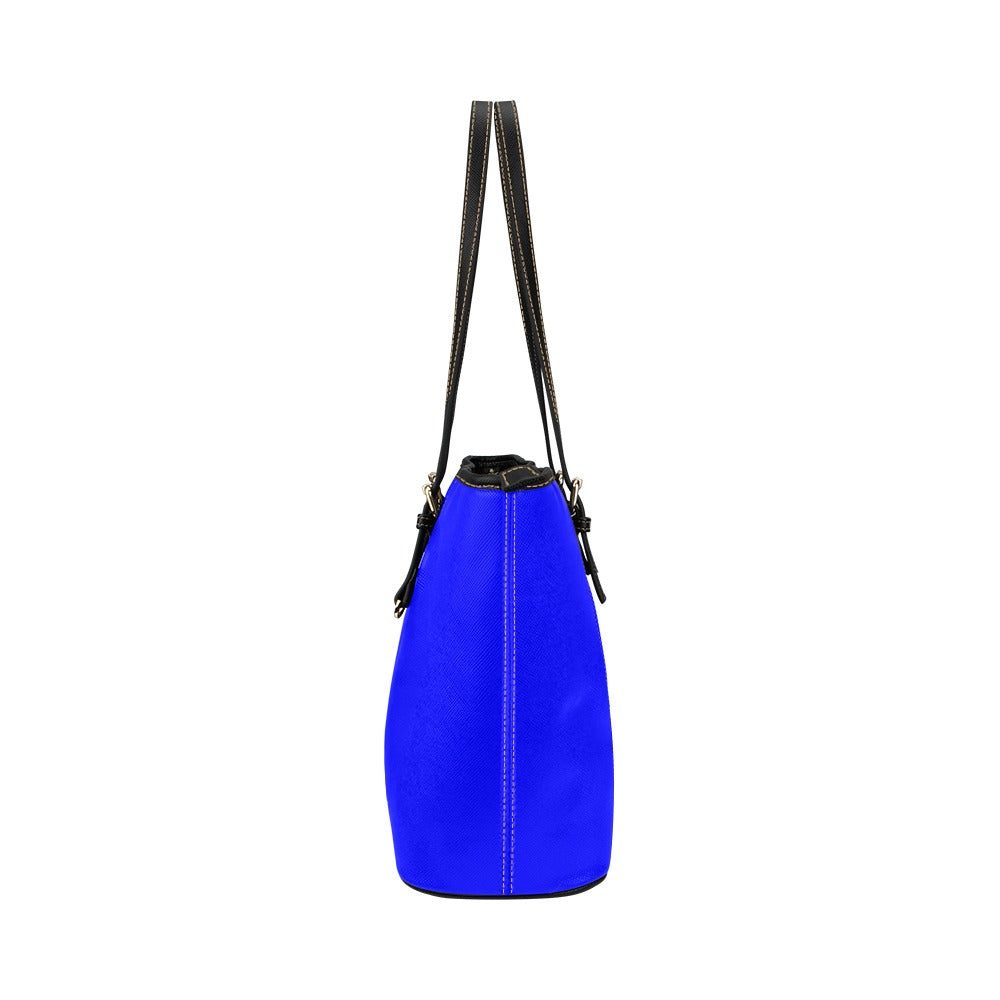 BLUE Leather Tote Bag WITH BLUE LOGO Leather Tote Bag (Model 1651) (Big)