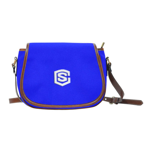 BLUE Saddle Bag WITH WHITE LOGO Saddle Bag (Model 1649) (Small)