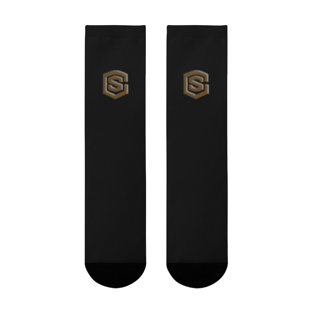 Black Sublimation Crew Socks (EU) Brown Logo