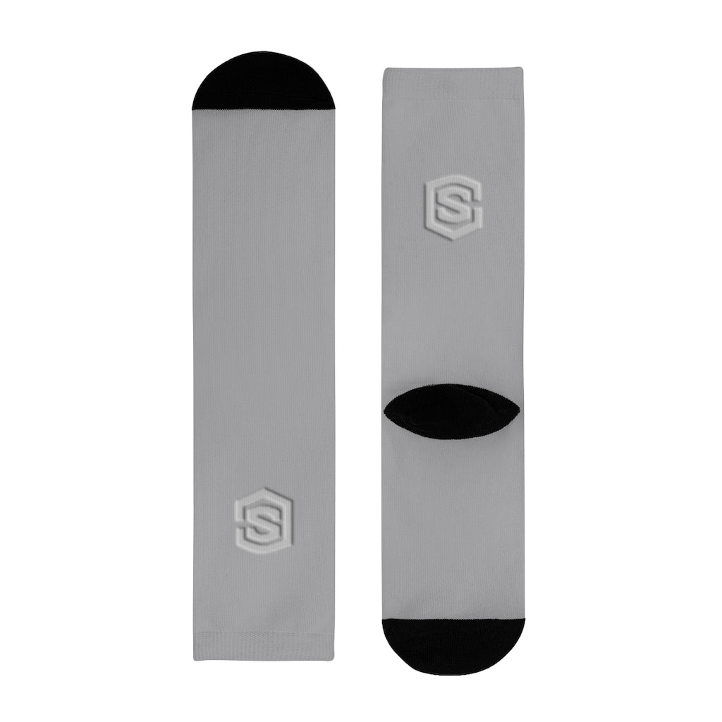 Grey Sublimation Crew Socks (EU) Silver Logo