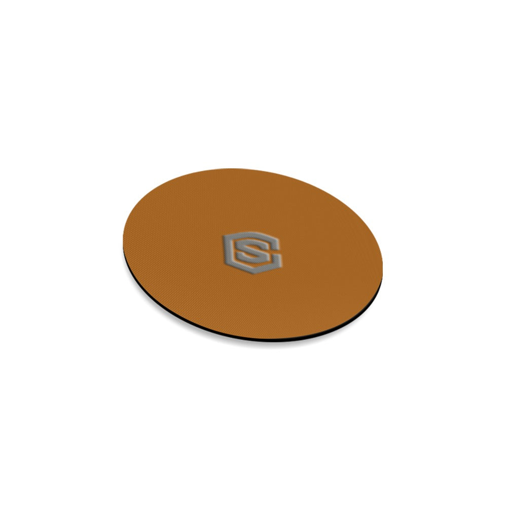 Brown Round Coaster with Gray Logo Round Coaster
