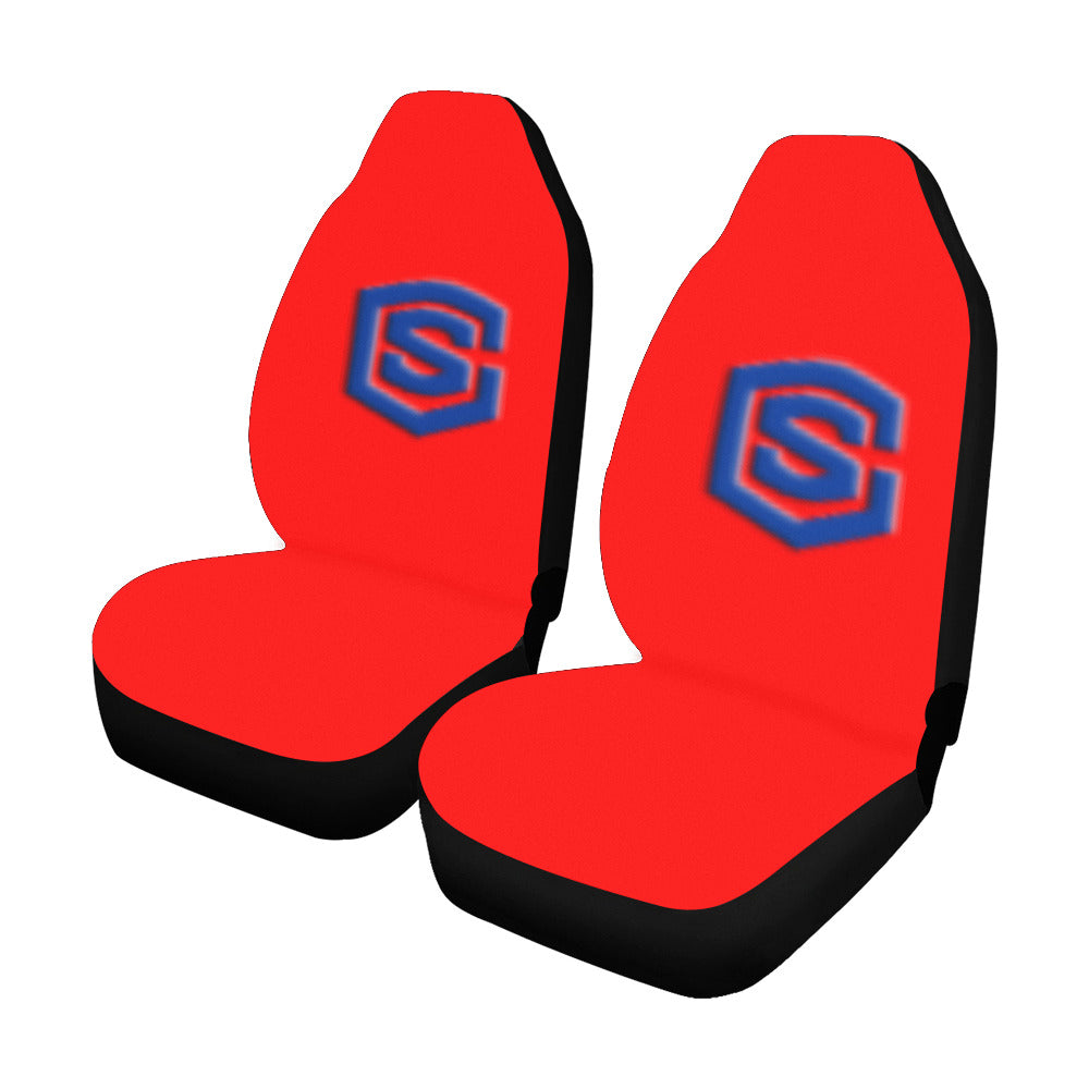 Red Car Seat Covers Blue Logo Car Seat Covers (Set of 2)