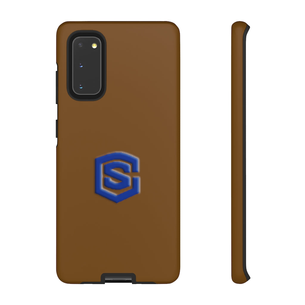 Brown Tough Cases Blue Logo