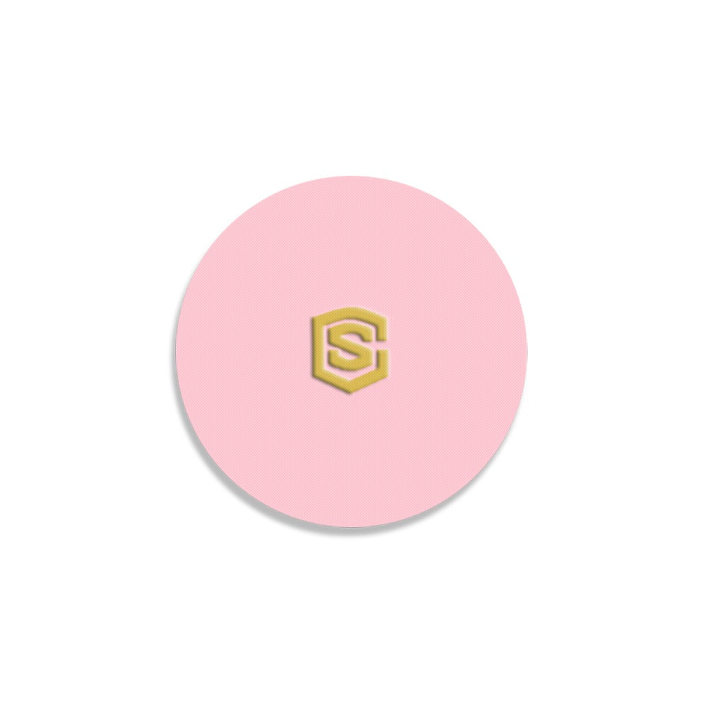 Pink Round Coaster with Gold Logo Round Coaster