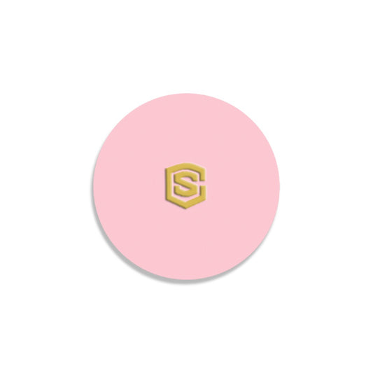 Pink Round Coaster with Gold Logo Round Coaster