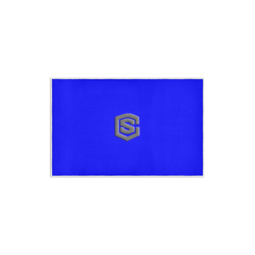 BLUE SMALL AREA RUG WITH GRAY LOGO Area Rug 2.6' x 1.7'