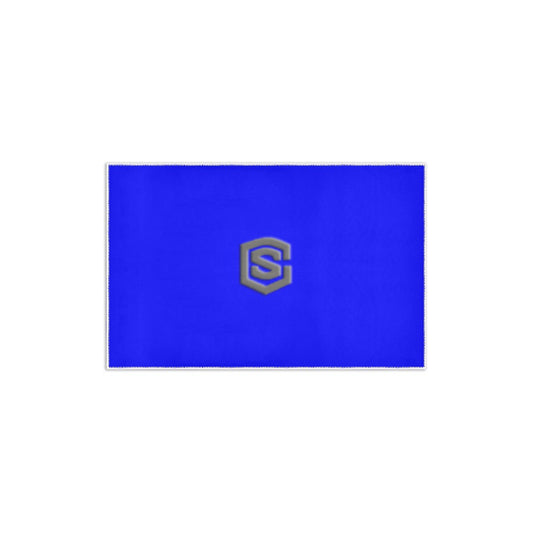 BLUE SMALL AREA RUG WITH GRAY LOGO Area Rug 2.6' x 1.7'