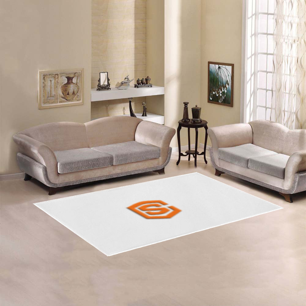 White Area Rug Orange Logo Area Rug 5' x 3.2'