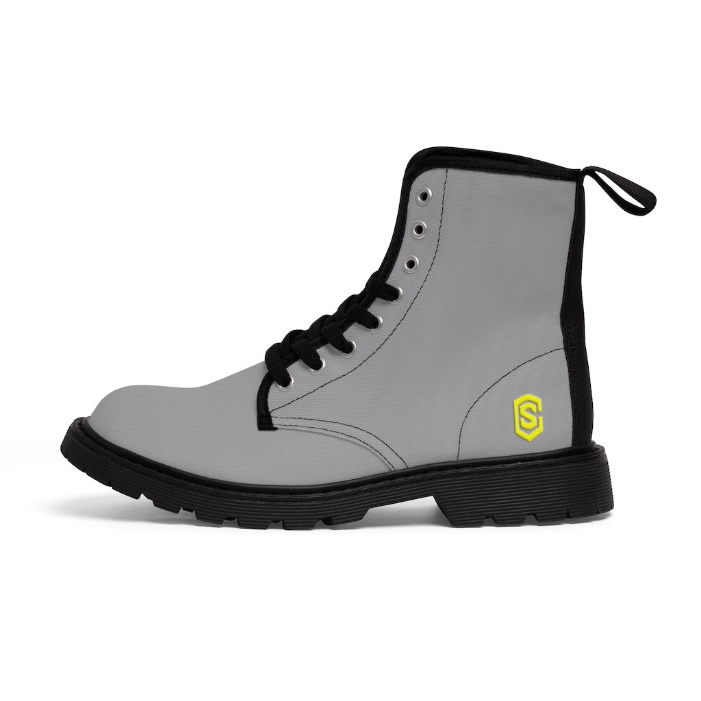 Grey Men's Canvas Boots Yellow Logo