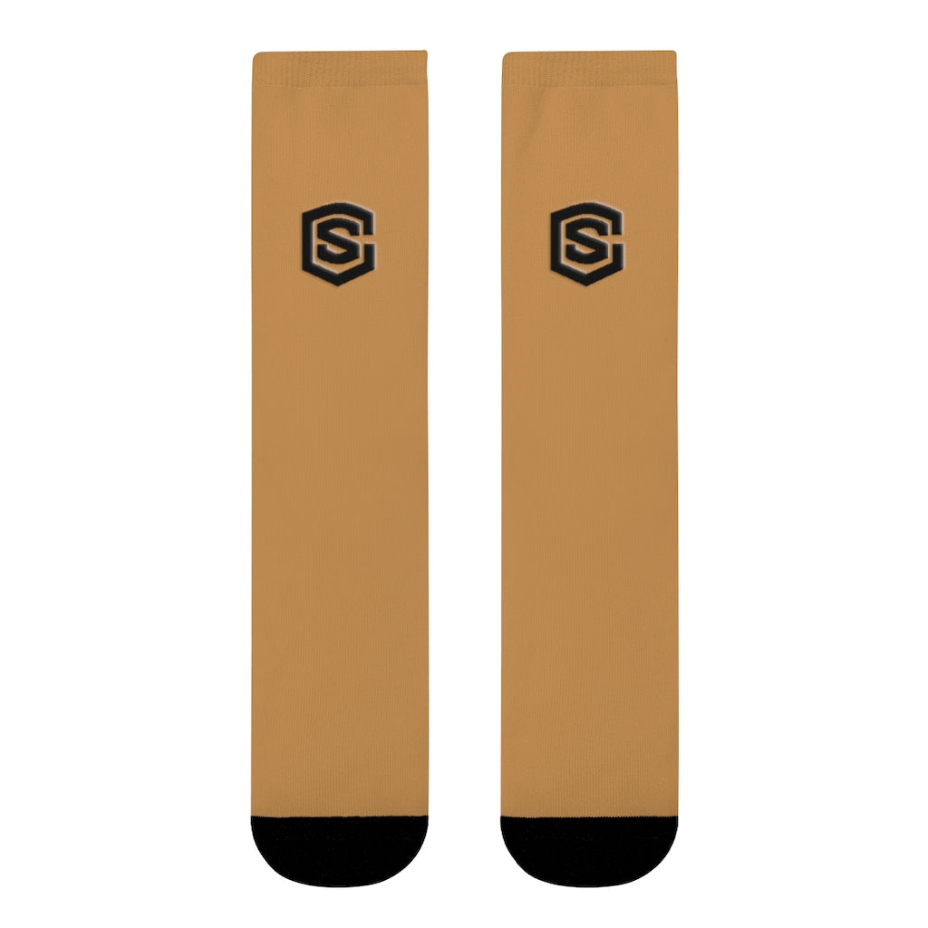 Brown Sublimation Crew Socks (EU) Blue Logo