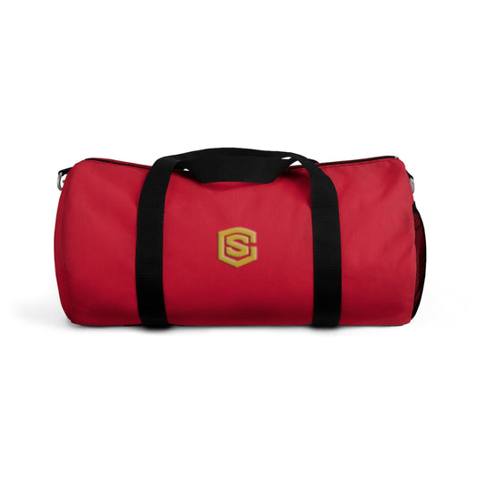 Red Duffel Bag Gold Logo
