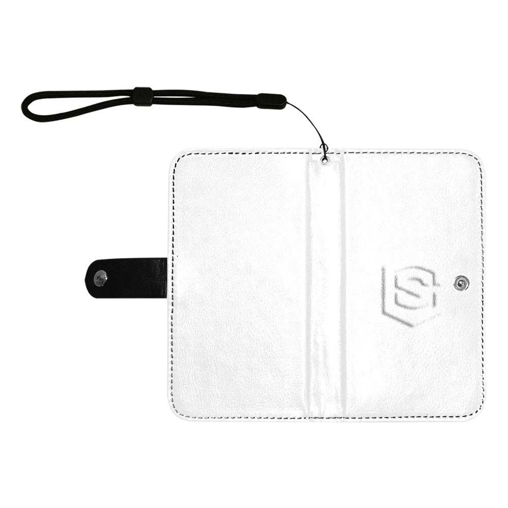 White Flip Leather Purse for Mobile Phone(Model1703)(Large) with White Logo Flip Leather Purse for Mobile Phone(Model1703)(Large)