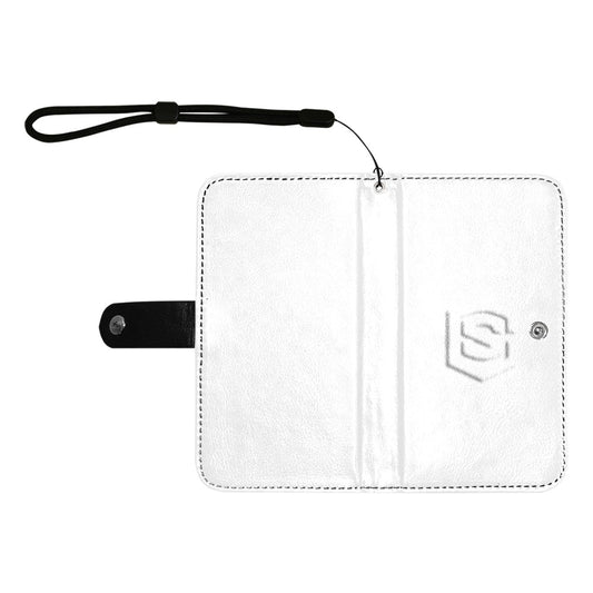 White Flip Leather Purse for Mobile Phone(Model1703)(Large) with White Logo Flip Leather Purse for Mobile Phone(Model1703)(Large)