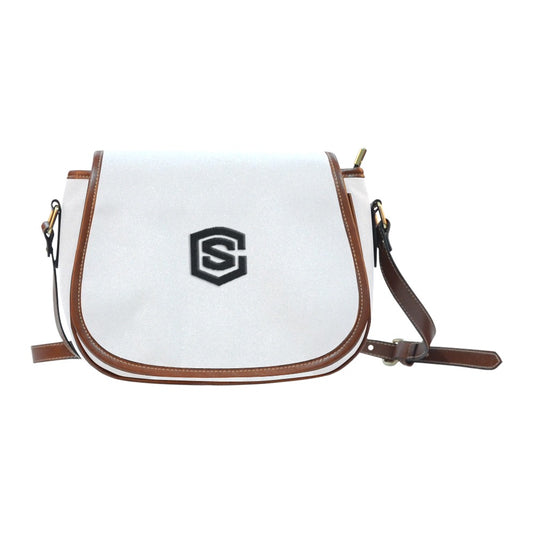 WHITE Saddle Bag WITH BLACK LOGO Saddle Bag (Model 1649) (Small)