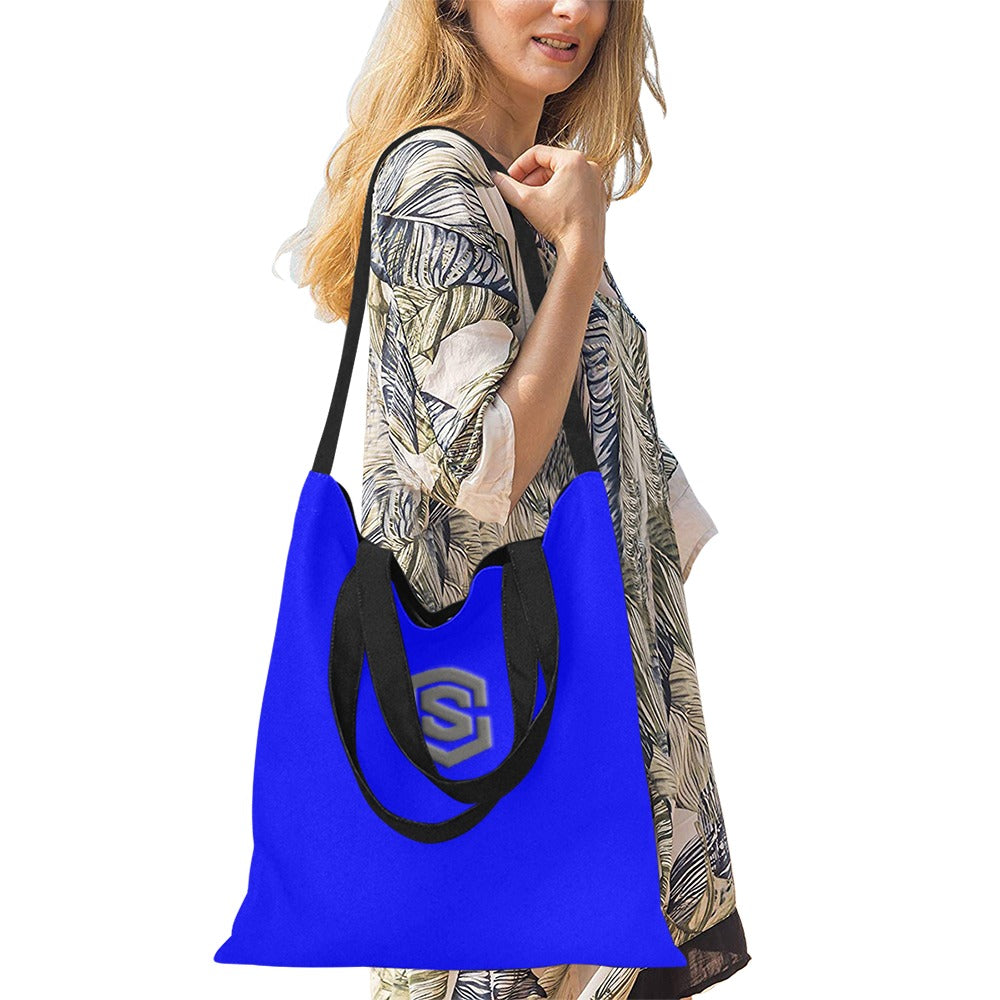 Blue All Over Print Canvas Tote Bag With Grey Logo All Over Print Canvas Tote Bag(Model1698)(Medium)