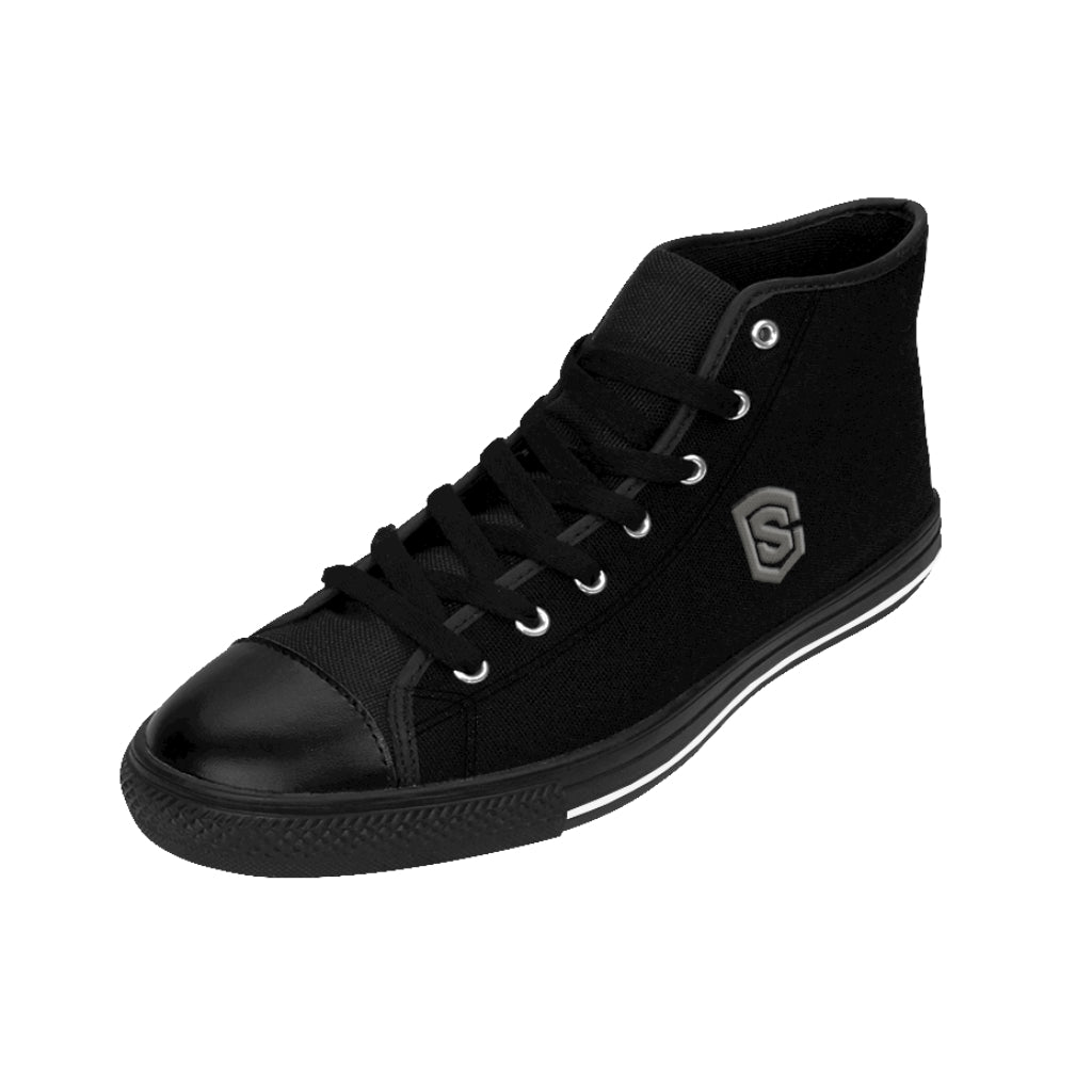 black Men's High-top Sneakers Silver logo